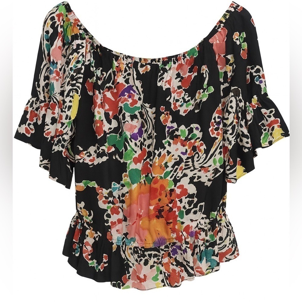 Lauren Ralph Lauren 1X Floral Off Shoulder Blouse Plus Size Boho Maximalist